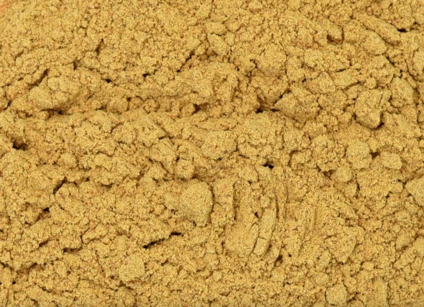 Close-up texture of dried cordyceps mushroom powder, showing brown powder used for teas and herbal remedies.